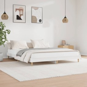 832007 vidaXL Cadru de pat, alb extralucios, 200x200 cm, lemn prelucrat