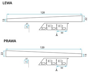 Profil de panta cadita de dus dreapta Auriu Periat 120cm, Rea