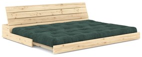 Canapea verde-închis extensibilă cu tapițerie din catifea reiată 196 cm Base – Karup Design