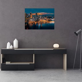 Tablou pe sticlă orașului nocturn (70x50 cm)