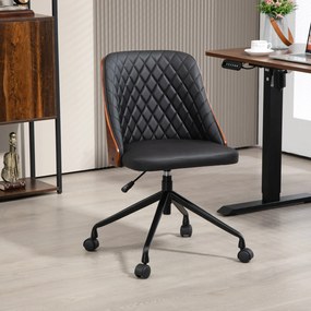 Scaun de birou Vinsetto, Scaun de birou, Scaun rotativ acasă, Scaun de birou reglabil ergonomic cu roți pivotante 360°, Spumă PU Negru 48,5 x 54,5 x 81-87 cm | Aosom Romania