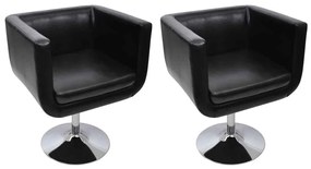 vidaXL Scaune de bar, 2 buc., piele artificială, negru