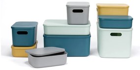 Cutie de depozitare gri din plastic cu capac 24,5x18x15 cm – Homéa