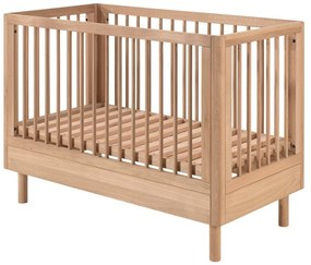 Pătuț în culoare naturală din lemn de stejar cu înălțime reglabilă 60x120 cm Forrest – Vipack