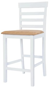 Set masa si scaune de bar, 5 piese, lemn masiv, maro si alb maro inchis si alb, 5