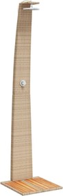 vidaXL Duș de exterior, bej, 55x60x224 cm, poliratan și lemn acacia