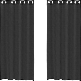 vidaXL Perdele Voile cu Oeli 2 buc Negru 140x225 cm
