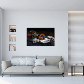 Tablou - Trandafiri și vioară (90x60 cm)