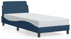 vidaXL Cadru de pat cu tăblie fără saltea, albastru, 90x200 cm, textil
