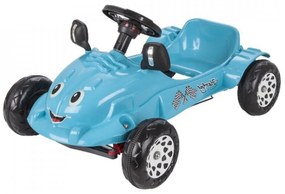 Masinuta cu Pedale Pentru Copii NOVOKIDS™ Herby Car XXL , Maxim 35 Kg, Lungime 80 cm, Spatar de Protectie si Volan, ALBASTRU