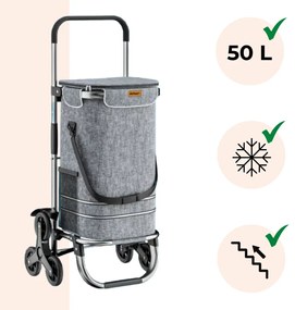 Jurhan Geantă de cumpărături pe roți pentru scări COMFORT, 50L, gri