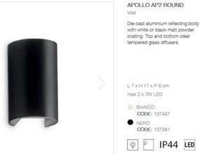 Aplica LED iluminat exterior design modern cu protectie IP44 APOLLO AP2 ROUND negru 137391