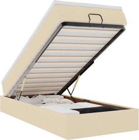 vidaXL Cadru de pat otoman cu saltea crem 90x190cm stofa
