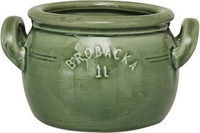 Ghiveci din ceramică glazurată manual 1L verde închis jos, „Brobacka"