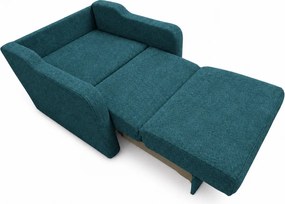 Fotoliu SAMY extensibil, cu lada de depozitare, stofa negru cu albastru regal, cadru metalic, 103x100x92 Stofa, Albastru Regal
