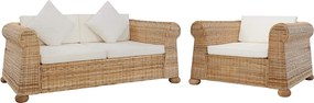 vidaXL Set de canapele cu perne, 2 piese, ratan natural