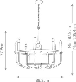 Kichler KL-CAPITOL-HILL12-BLK-Candelabru pe lanț CAPITOL HILL 12xE14/40W/230V negru