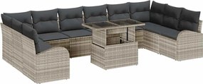 vidaXL Set de canapele pentru grădină 11 pcs Gri deschis Rattan poli