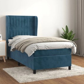3129301 vidaXL Pat box spring cu saltea, albastru închis, 80x200 cm, catifea