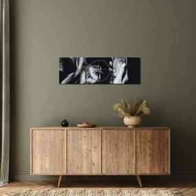 Tablou - Privind în oglindă (cu ceas) (90x30 cm)