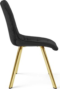 Scaun de masa CIEZA VELVET cu picioare aurii, negru