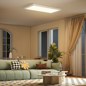 HOMCOM Set de 2 Plafoniere LED Subțiri cu Design Minimalist și Modern, Reglabile, Candelabru LED din Oțel și Plastic, 60x30x3,7 cm, Alb | Aosom Romania