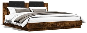 3209909 vidaXL Cadru de pat cu tăblie stejar fumuriu 160x200 cm lemn prelucrat