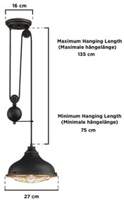 Lustră pe cablu Westinghouse 61249 CHAVES 1xE27/60W/230V