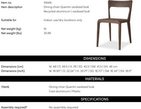 Scaun design LUX, Aluminiu Reciclat, Quentin