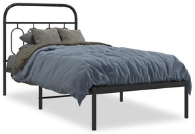 377110 vidaXL Cadru pat metalic cu tăblie, negru, 90x200 cm