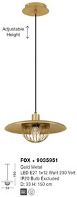 Lustra /Pendul metalic design modern FOX auriu