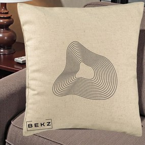 Perna Decorativa Abstract Linii Organice, 40x40 cm, Bej, Husa Detasabila, Perna Inclusa, BEKZ®