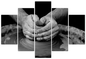Tablou alb negru - producția de ceramică (150x105 cm)