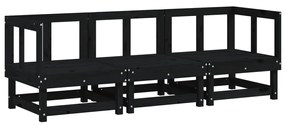 825419 vidaXL Set mobilier de grădină, 3 piese, negru, lemn masiv pin