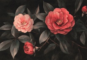 Fototapet - Flori roșii pe un fundal întunecat (147x102 cm)