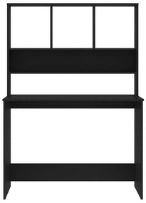 Birou cu rafturi, negru, 110x45x157 cm, PAL Negru