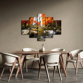 Tablou - Cascade în pădurea portocalie (150x105 cm)