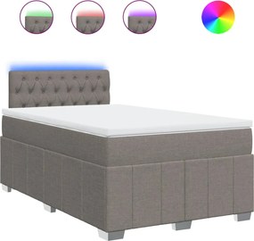 vidaXL Pat box spring cu saltea, taupe, 120x190 cm material textil