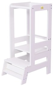 Inaltator Learning Tower Ajustabil, Ajutor de bucatarie MeowBaby  , lemn Alb