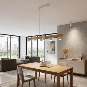 Brilagi - Lustră LED RGBW reglabilă pe cablu SELE 6xGU10/6,5W/230V alb/stejar