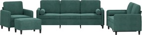 vidaXL Set canapea cu perne, 4 piese, verde închis, catifea