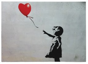 Tablou decorativ Wallxpert 966BRS1111, Fata cu balonul de Banksy, 50x70 cm, Multicolor