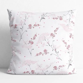 Goldea față de pernă din bumbac - flori japoneze pe alb 70 x 70 cm