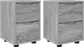 vidaXL Mese de noptieră cu sertar 2 pcs Gri Sonoma 30,5 x 30 x 43 cm