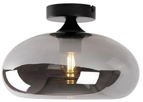 Plafoniera Art Deco neagra cu sticla fumurie - Busa