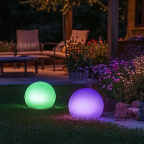 Lampă de exterior albă 30 cm cu LED integrat IP44 solar RGBW - Ludger