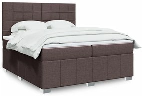 vidaXL Pat box spring cu saltea, maro închis, 200x200 cm, textil