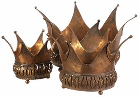 Cutie metalică decorativă Coroana de aur, set de 3bucăți, auriu