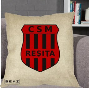 Perna Personalizata CSM Resita Fotbal, 40x40 cm, Crem, Husa Detasabila, Perna Inclusa, BEKZ®