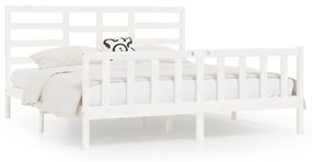 3107634 vidaXL Cadru de pat, alb, 200x200 cm, lemn masiv de pin